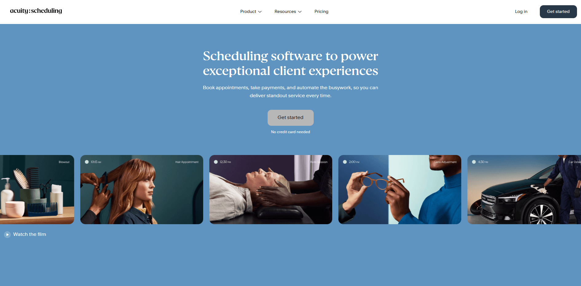 Acuity scheduling homepage