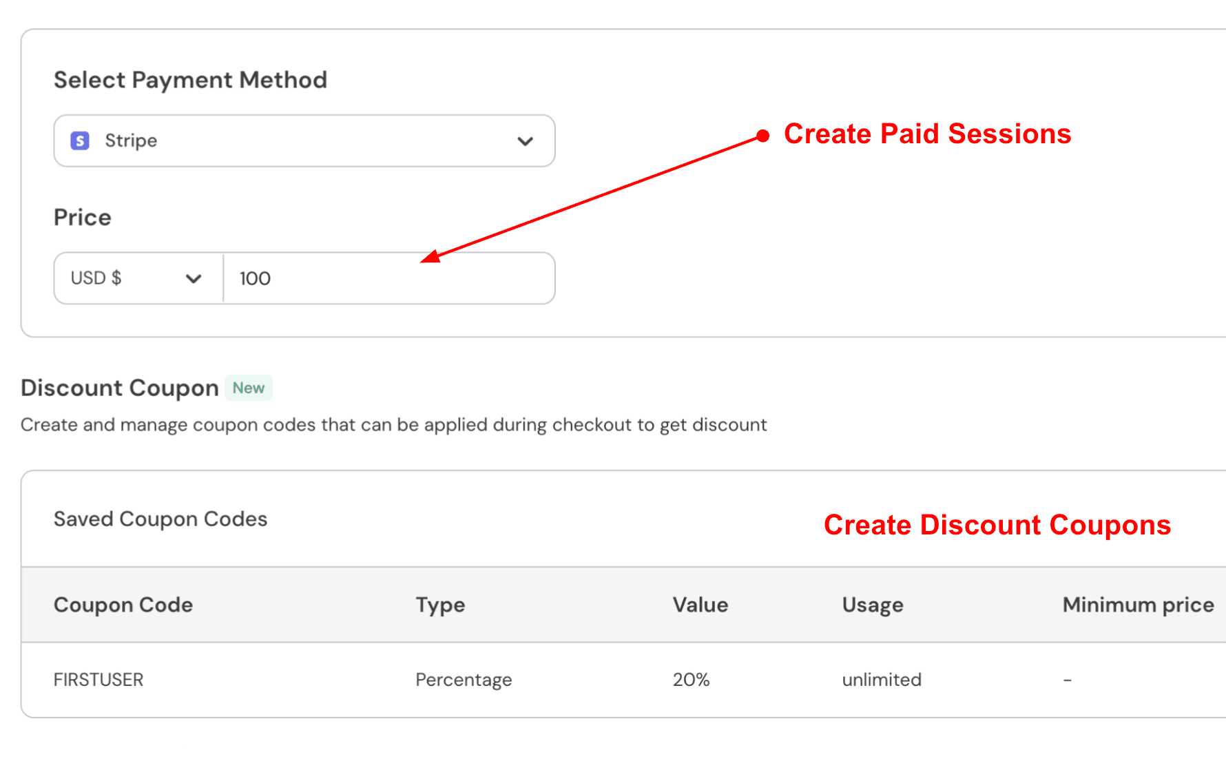 Paid events creation form