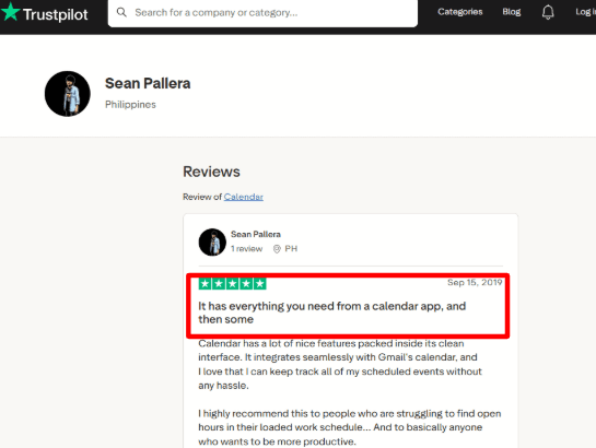 Google calendar trustpilot review
