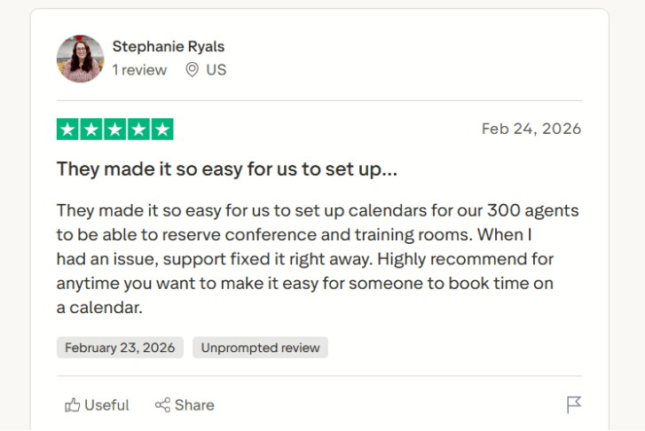 Calendar sync review on Trustpilot