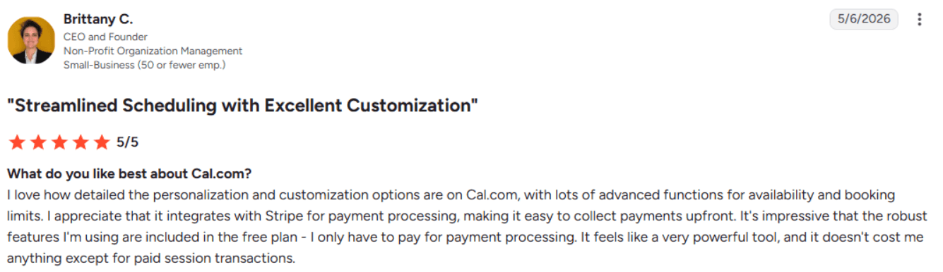 G2 Review for Cal.com