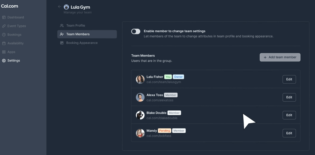 Cal.com ‘s feature of adding members to booking page