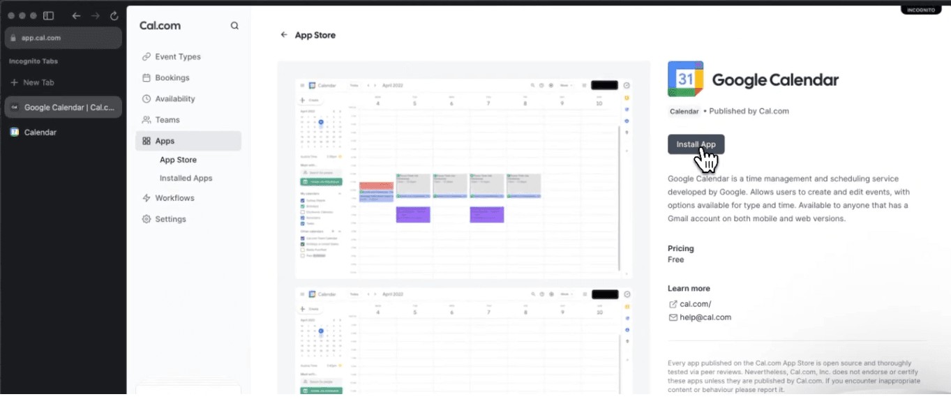 Cal.com Calendar Integrations