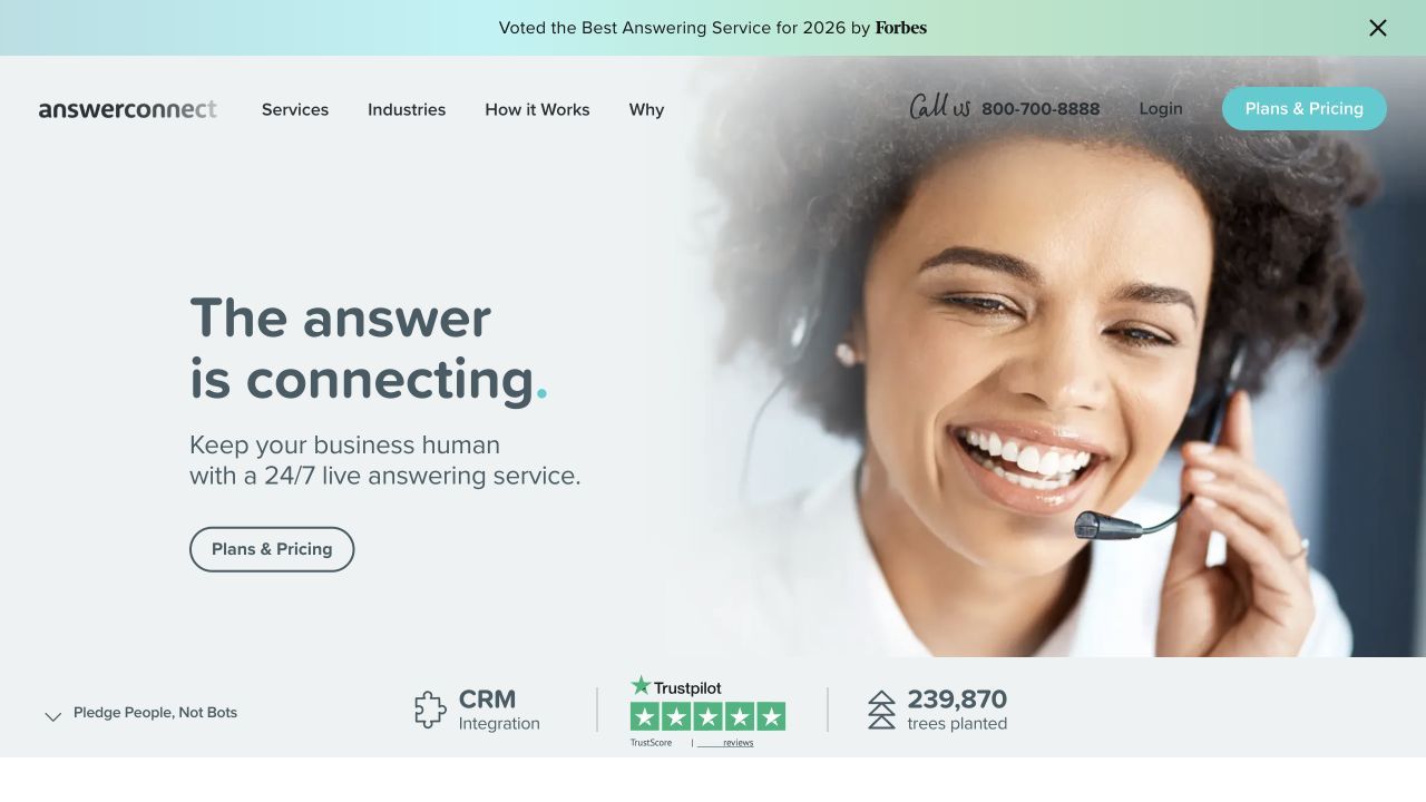 AnswerConnect product page for businesses comparing AI receptionists for electricians in Australia