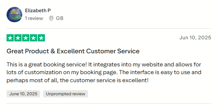 Trustpilot review screenshot about Book Like A Boss being broader than basic scheduling