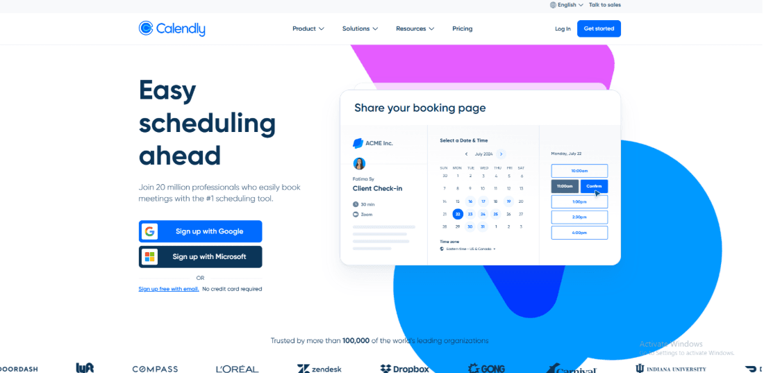 Calendly homepage easy scheduling interface