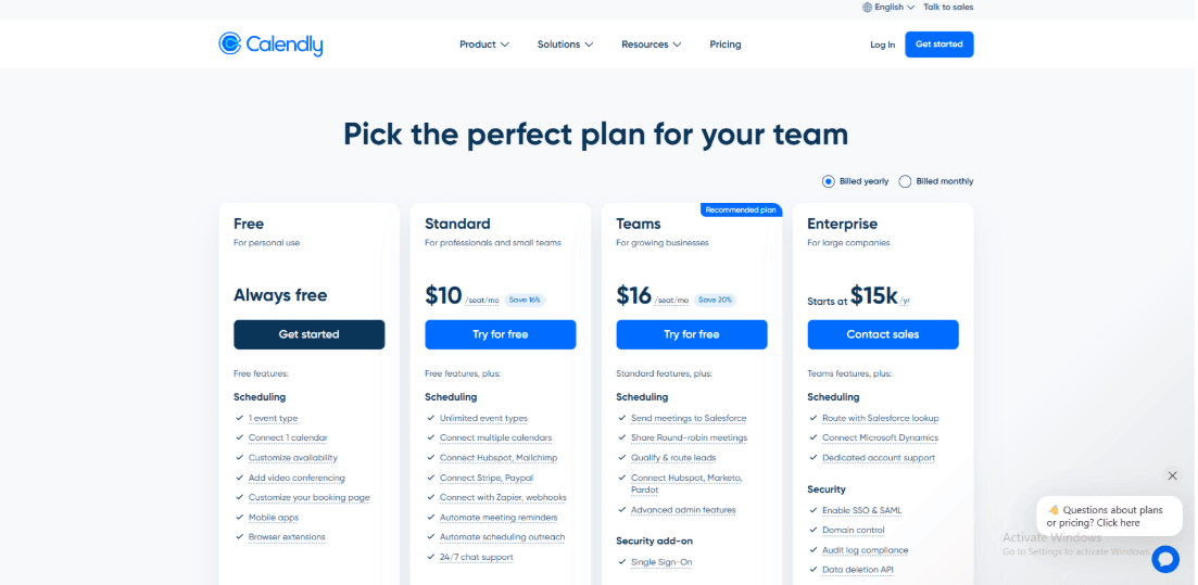 Calendly latest pricing
