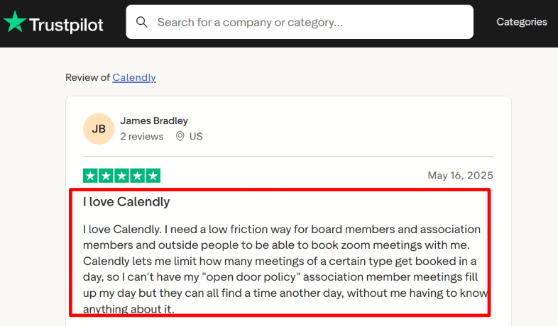 Calendly daily limit review screenshot