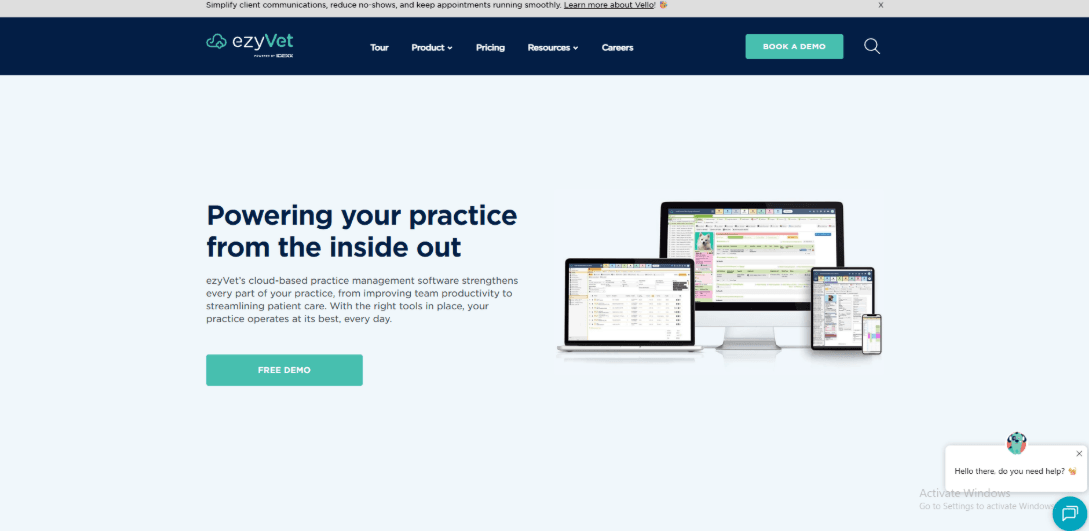 ezyVet cloud veterinary practice dashboard
