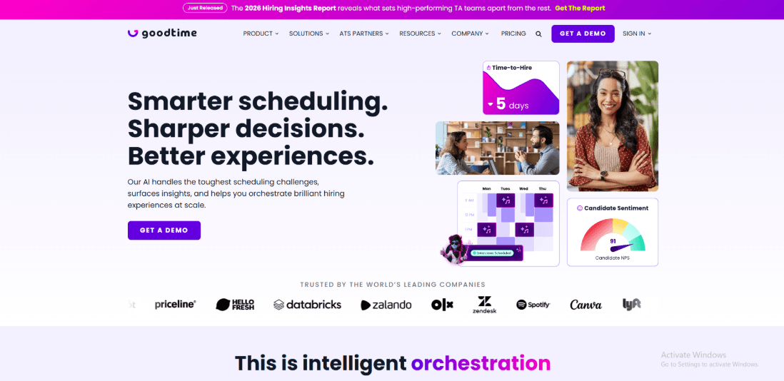 GoodTime AI interview scheduling homepage