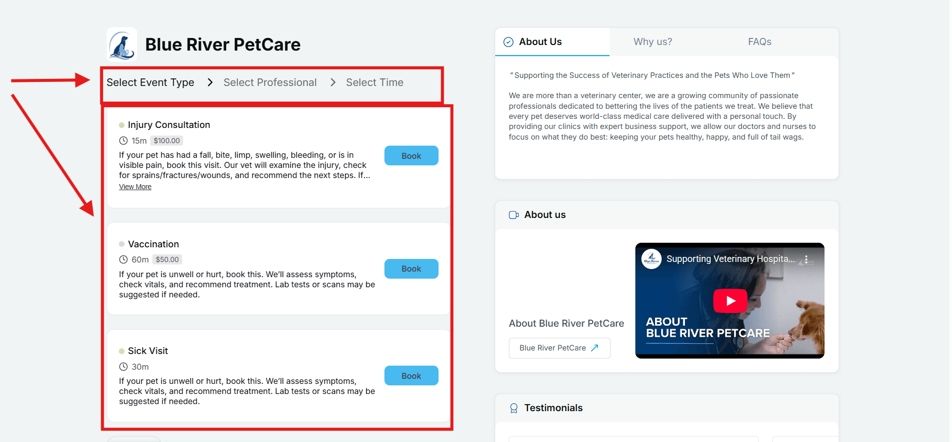 Intuitive user journey for appointment booking
