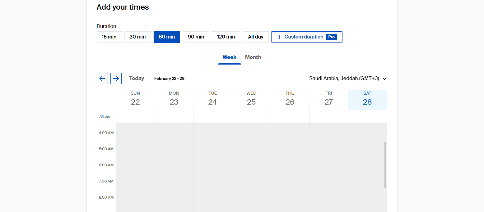 Setting up availability times in Doodle