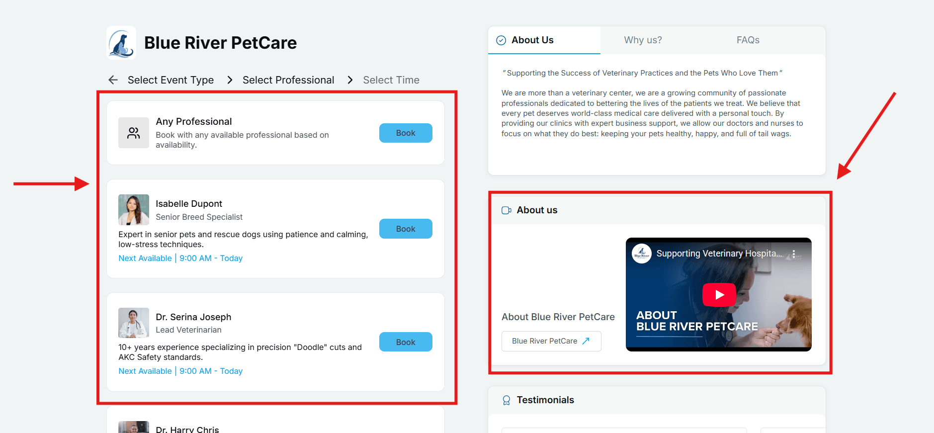 Selecting preferred professional for service