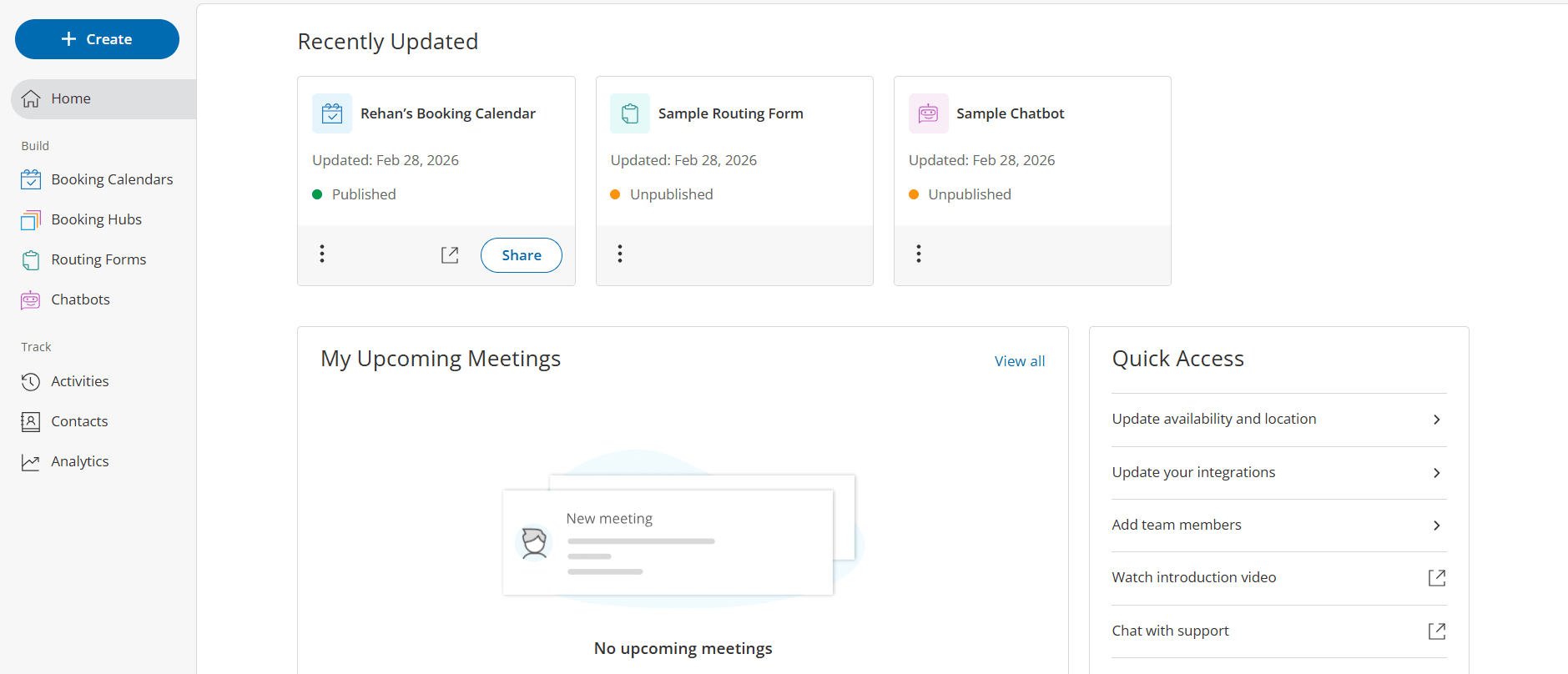 Oncehub dashboard