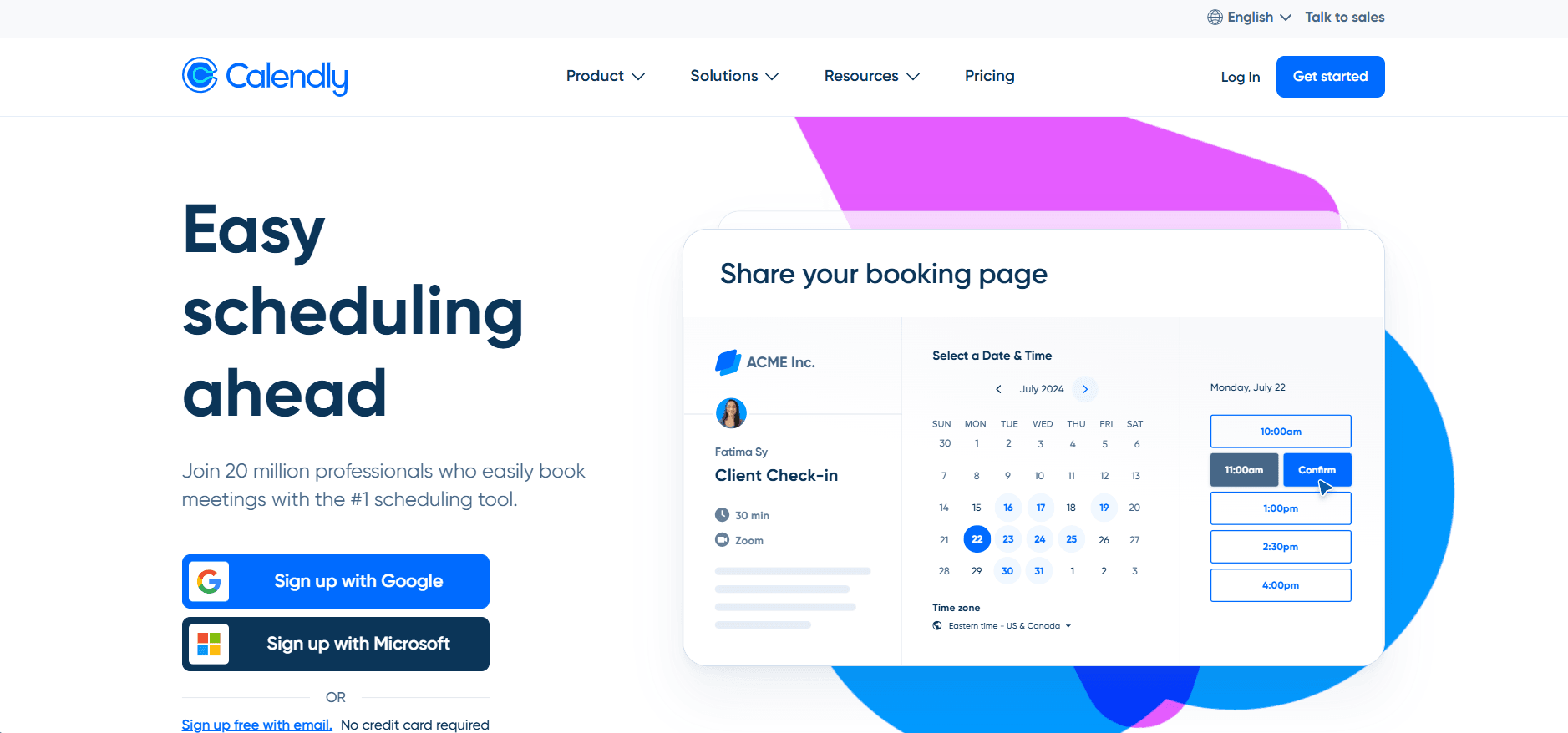 Calendly homepage