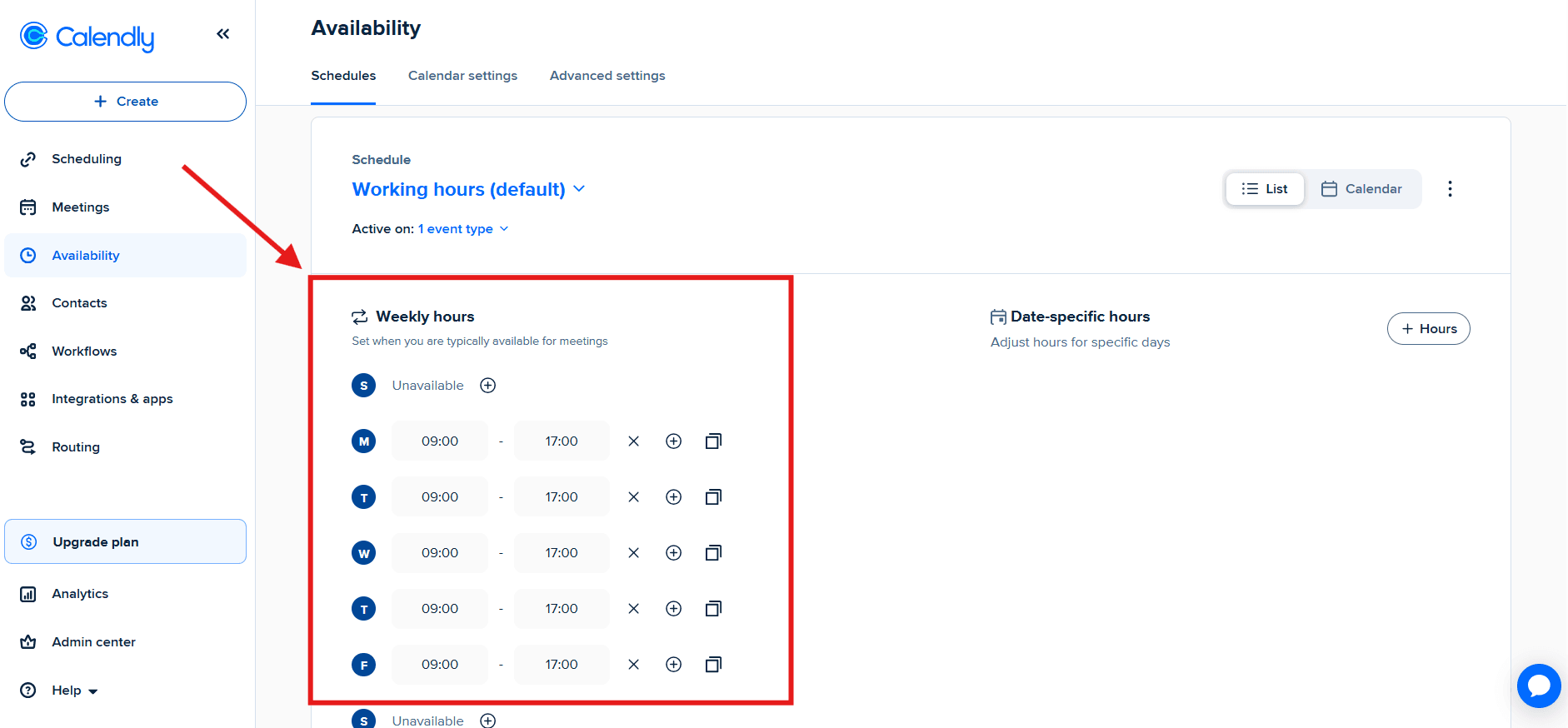 Availability settings panel with buffers, minimum notice, and daily booking limits