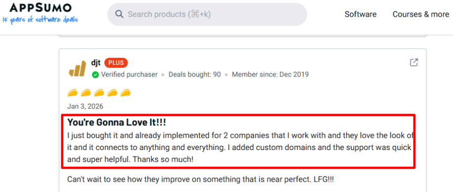 Lunacal AppSumo review screenshot