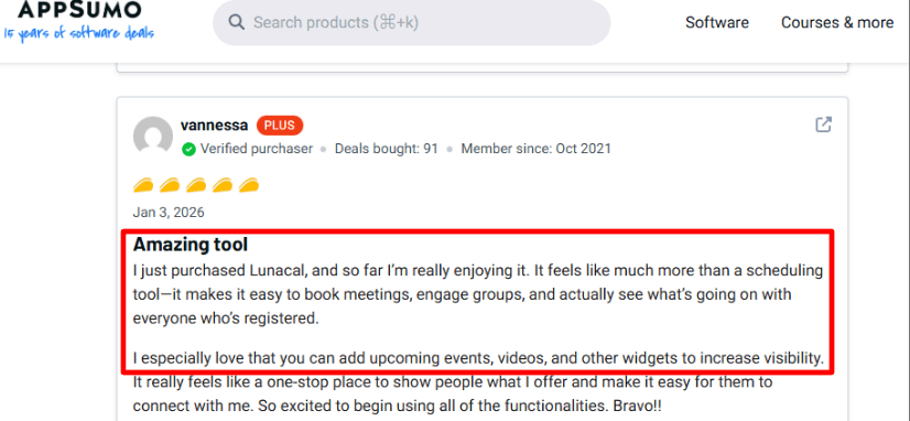 AppSumo review on Lunacal widgets