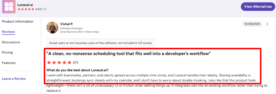 Lunacal time-zone scheduling feedback