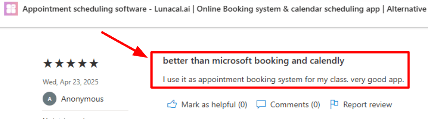 AppSource review comparing Lunacal