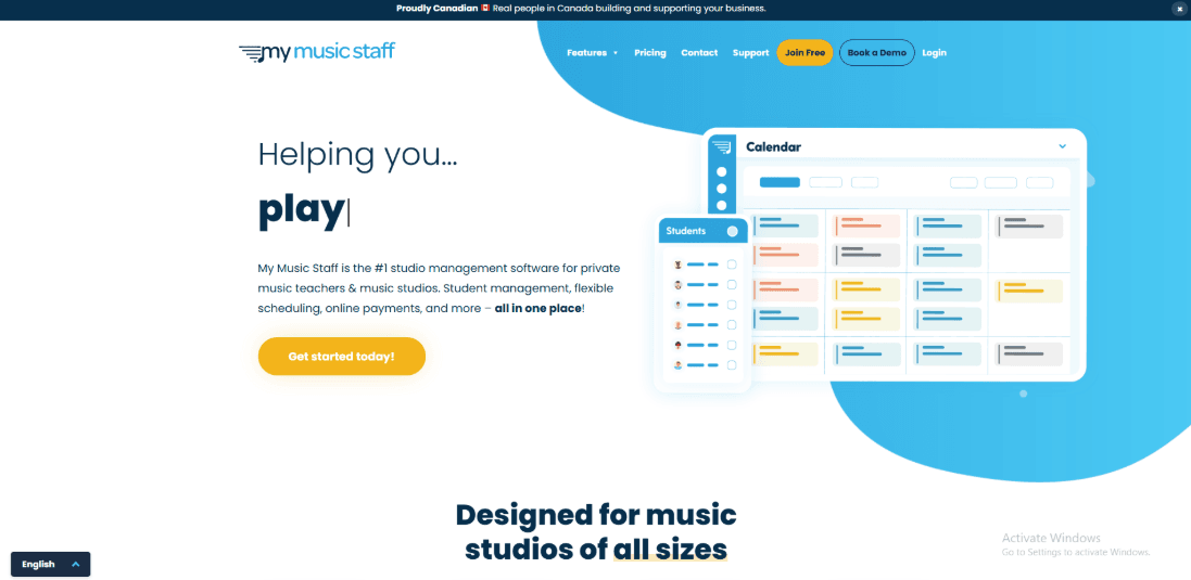 My Music Staff studio management homepage