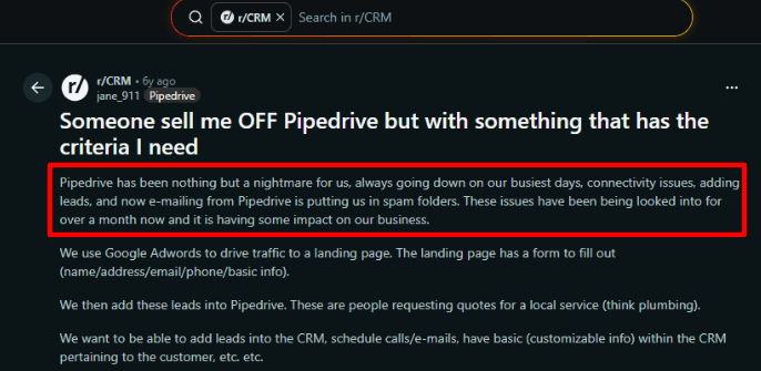pipedrive reddit review