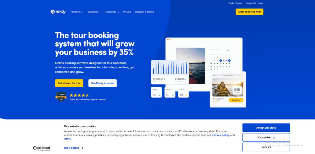 Rezdy tour booking software homepage