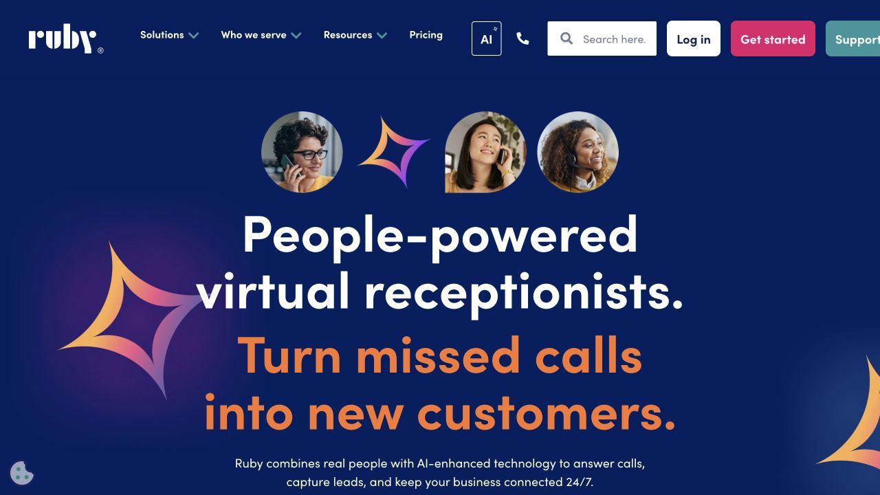 Ruby product page for businesses comparing AI receptionists for electricians in Australia