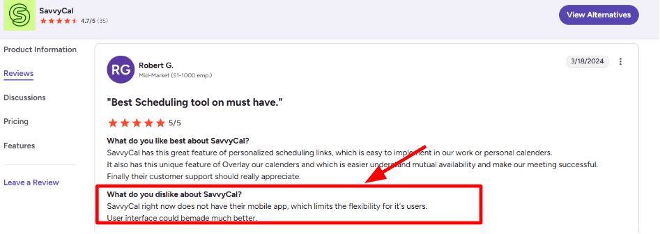 SavvyCal no mobile app