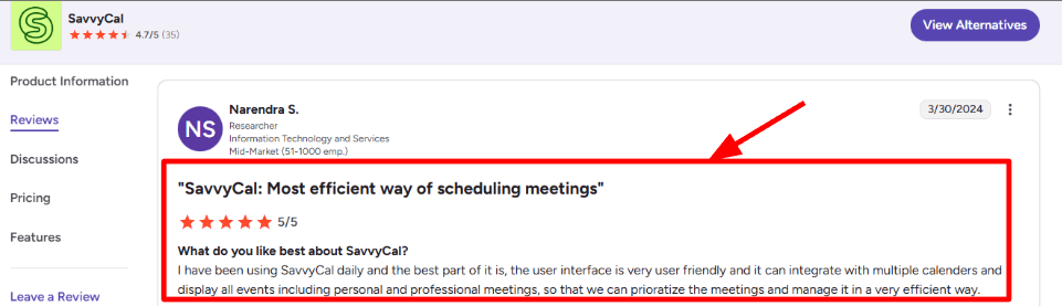 SavvyCal dual-calendar view