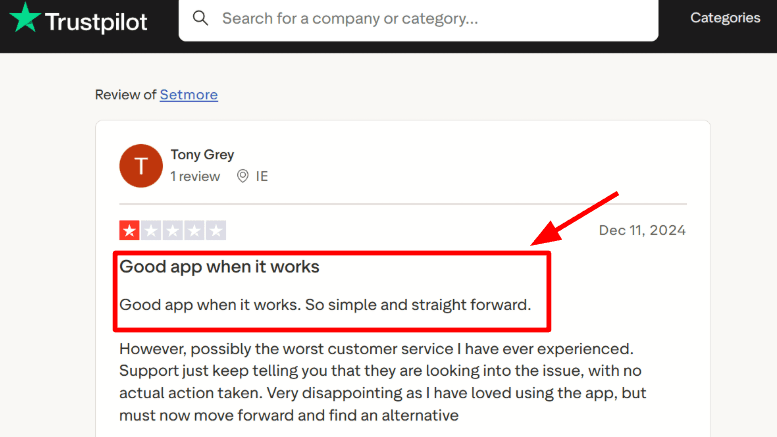 Setmore Trustpilot support delay review