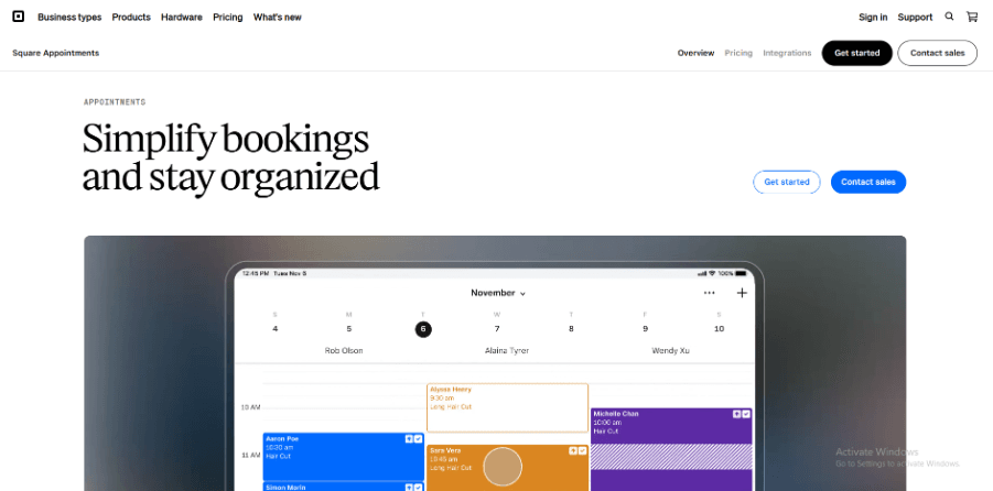 Square Appointments booking and scheduling dashboard
