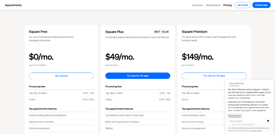 square appointments pricing