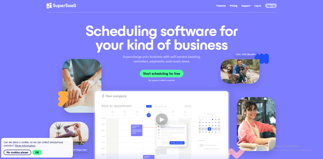 SuperSaaS scheduling software homepage preview