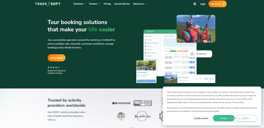 TrekkSoft tour booking management dashboard