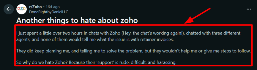 Zoho Bookings Reddit screenshot